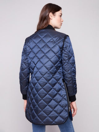 Charlie B Reversible Long Quilted Puffer Jacket
