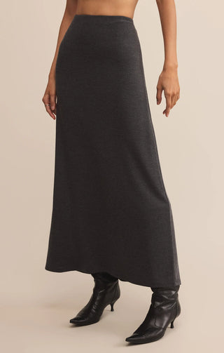 Z Supply Demure Maxi Skirt Charcoal Heather