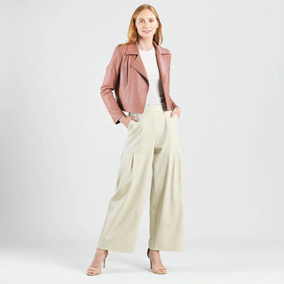 Clara Sunwoo Liquid Leather™ Zip Cuff Moto Waist Jacket - Tan