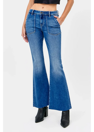 Hidden Happi Mid Rise Utility Pocket Flare