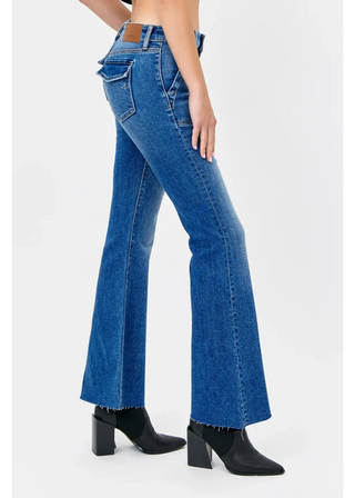 Hidden Happi Mid Rise Utility Pocket Flare