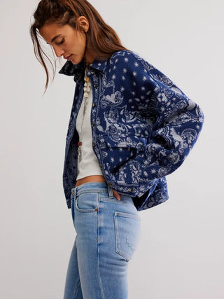 Free People Bandana Jacquard Shirt