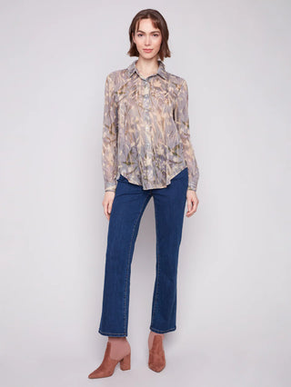 Charlie B Printed Chiffon Button-Down Shirt