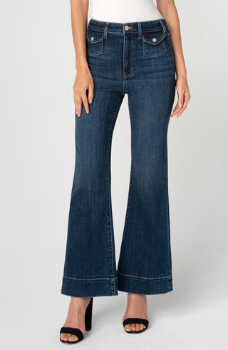 Liverpool Los Angeles Hannah High Rise Flare Pants with Mini Patch Pockets