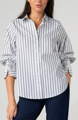 Liverpool Adjustable Sleeve Button Front Woven Top