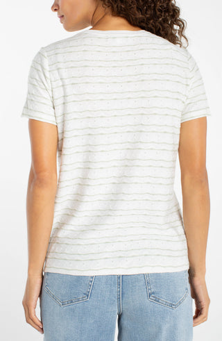 Liverpool Los Angeles Short Sleeve Crew Neck Knit Tee with Rib Trim