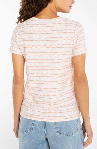 Liverpool Los Angeles Short Sleeve Crew Neck Knit Tee with Rib Trim