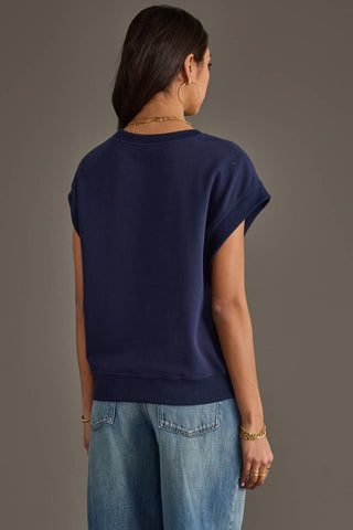 Navy & Orange Game Day Short Sleeve Sweatshirt