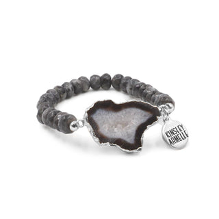 KA AGATE COLLECTION SILVER SMOKY BRACELET