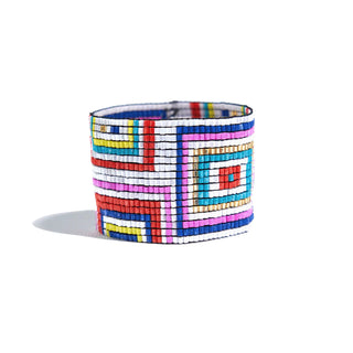 Penelope Rectangles Stretch Bracelet Neon White